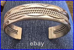 Vintage Native American Sterling Silver Cuff Bracelet Signed TAHE