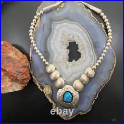 Vintage Native American Sterling Silver Double Side Stone Necklace For Women