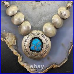 Vintage Native American Sterling Silver Double Side Stone Necklace For Women