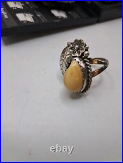 Vintage Native American Sterling Silver Elk Toorh Ring Size 6