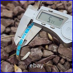 Vintage Native American Sterling Silver Flush Turquoise Inlay Cuff Bracelet 6