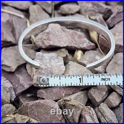 Vintage Native American Sterling Silver Flush Turquoise Inlay Cuff Bracelet 6