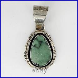 Vintage Native American Sterling Silver Green Turquoise Pendant