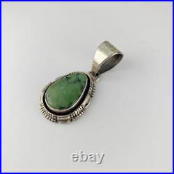 Vintage Native American Sterling Silver Green Turquoise Pendant