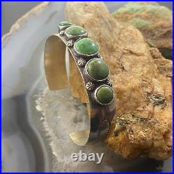 Vintage Native American Sterling Silver Green Turquoise Single Row Bracelet