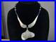 Vintage Native American Sterling Silver Hammered Pendant Beaded Lapis Necklace