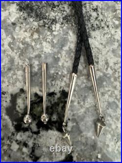 Vintage Native American Sterling Silver Hand Stamped Domed Councho Bolo Tie