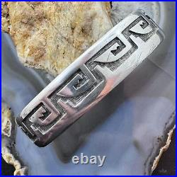 Vintage Native American Sterling Silver Hopi Overlay Flexible Unisex Bracelet