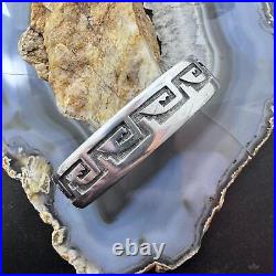Vintage Native American Sterling Silver Hopi Overlay Flexible Unisex Bracelet