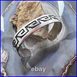 Vintage Native American Sterling Silver Hopi Overlay Flexible Unisex Bracelet