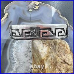Vintage Native American Sterling Silver Hopi Overlay Flexible Unisex Bracelet