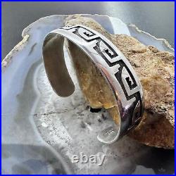 Vintage Native American Sterling Silver Hopi Overlay Flexible Unisex Bracelet