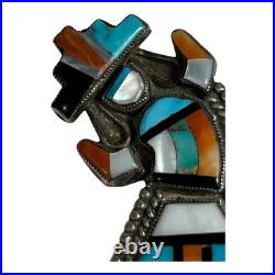Vintage Native American Sterling Silver Inlay Rainbowman Dancer Pin or Brooch
