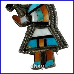 Vintage Native American Sterling Silver Inlay Rainbowman Dancer Pin or Brooch