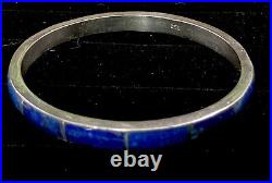 Vintage Native American Sterling Silver Lapis Inlay Cuff Bracelet