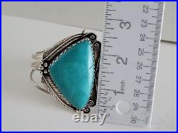Vintage Native American Sterling Silver Large Heavy Turquoise Cuff Bracelet, 7