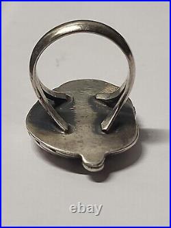 Vintage Native American Sterling Silver Large Turquoise Ring Sz 8 Ring