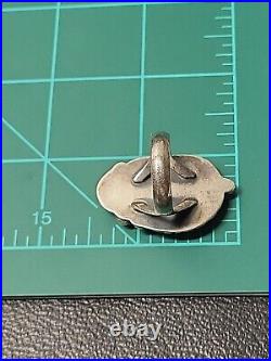 Vintage Native American Sterling Silver Large Turquoise Ring Sz 8 Ring