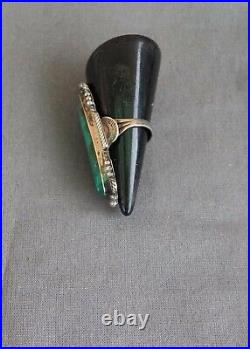 Vintage Native American Sterling Silver Long Unknown Blue Green Stone Ring 6 1/2 Vintage Native American Sterling Silver Long Unknown Blue Green Stone Ring 6 1/2