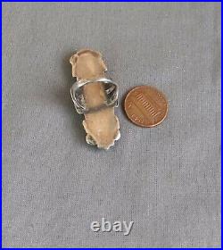 Vintage Native American Sterling Silver Long Unknown Blue Green Stone Ring 6 1/2 Vintage Native American Sterling Silver Long Unknown Blue Green Stone Ring 6 1/2