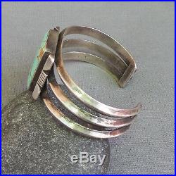 Vintage Native American Sterling Silver Lovely Green Turquoise Cuff Bracelet