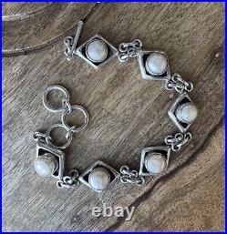 Vintage Native American Sterling Silver Mabe Pearl bracelet BEAUTIFUL 30g