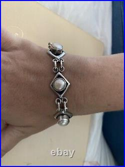 Vintage Native American Sterling Silver Mabe Pearl bracelet BEAUTIFUL 30g