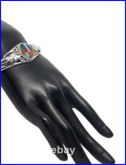 Vintage Native American Sterling Silver Multi-Stone Inlay Cuff