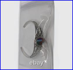 Vintage Native American Sterling Silver Multi-Stone Inlay Cuff