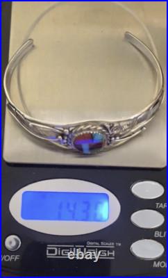 Vintage Native American Sterling Silver Multi-Stone Inlay Cuff