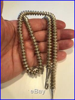 Vintage Native American Sterling Silver Navajo Pearls Bench Bead Necklace