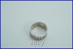 Vintage Native American Sterling Silver Patterned Wide Band Ring Signed A. Lee