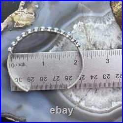 Vintage Native American Sterling Silver Petite Point Turquoise Row Bracelet
