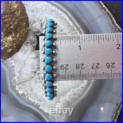 Vintage Native American Sterling Silver Petite Point Turquoise Row Bracelet
