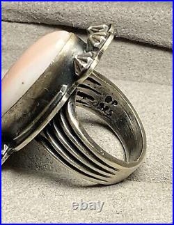 Vintage Native American Sterling Silver Pink Conch Ring Sz7.5 16.44G