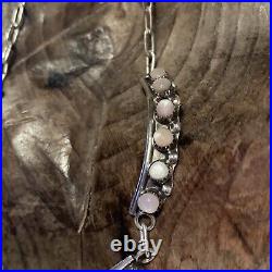 Vintage Native American Sterling Silver Pink Mother Pearl Petite Point Necklace