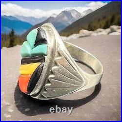 Vintage Native American Sterling Silver R> Zuni Cobblestone Mens Ring Size 12