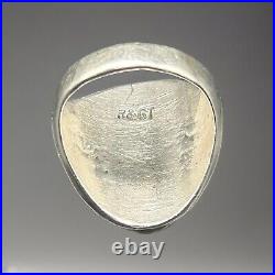 Vintage Native American Sterling Silver R> Zuni Cobblestone Mens Ring Size 12