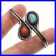 Vintage Native American Sterling Silver Red Coral Turquoise Cuff Bracelet 7.25