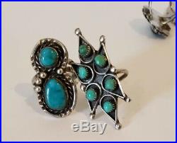 Vintage Native American Sterling Silver Ring Lot Turquoise