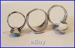 Vintage Native American Sterling Silver Ring Lot Turquoise and Coral