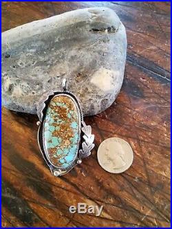 Vintage Native American Sterling Silver Royston Spiderweb Turquoise Pendant 30g