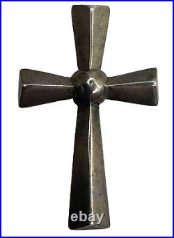 Vintage Native American Sterling Silver Sand Cast Cross Pendant