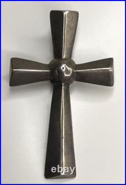 Vintage Native American Sterling Silver Sand Cast Cross Pendant