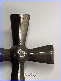 Vintage Native American Sterling Silver Sand Cast Cross Pendant