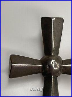 Vintage Native American Sterling Silver Sand Cast Cross Pendant