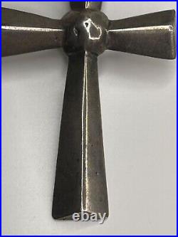 Vintage Native American Sterling Silver Sand Cast Cross Pendant
