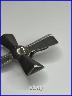 Vintage Native American Sterling Silver Sand Cast Cross Pendant