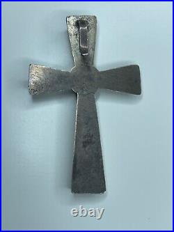 Vintage Native American Sterling Silver Sand Cast Cross Pendant
