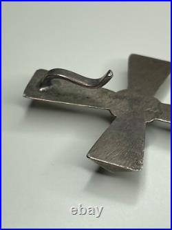 Vintage Native American Sterling Silver Sand Cast Cross Pendant